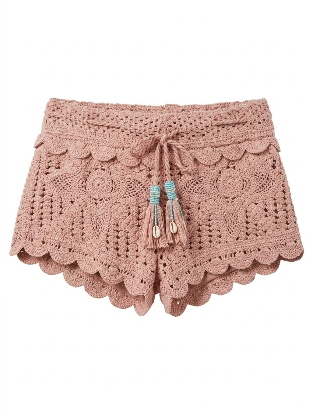 Surf Gypsy Blush Pink Tassel Beach Shorts
